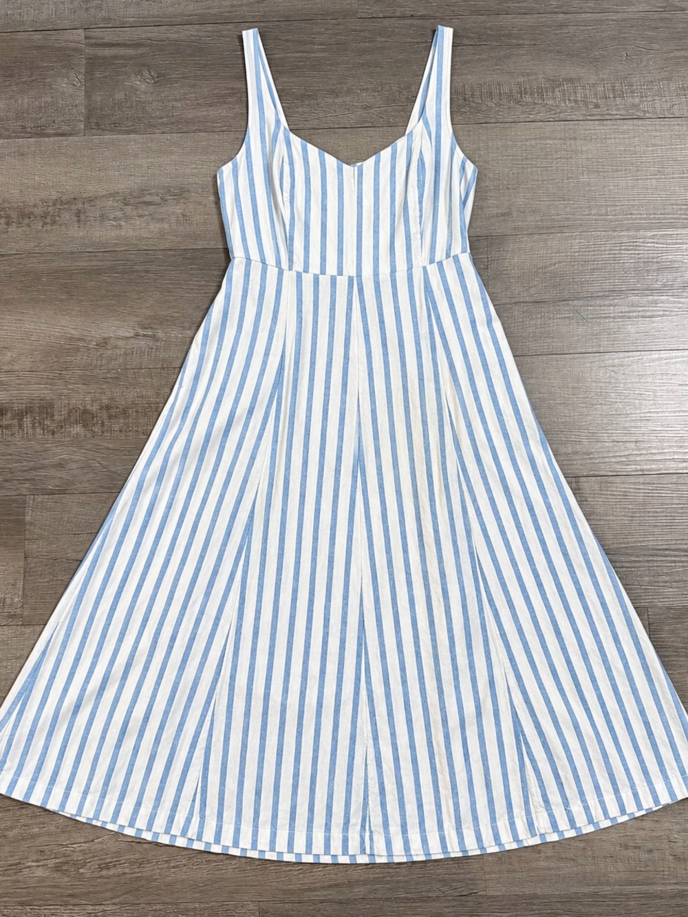 Old Navy Light Blue & White Striped Sleeveless Midi Dress Large